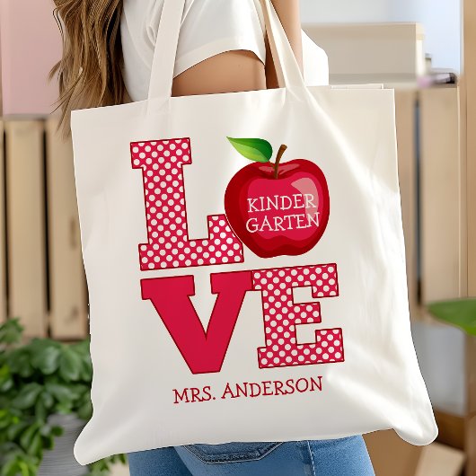 Tote Bag Eacher Apple Love Nom Personnalisé Et Catégorie