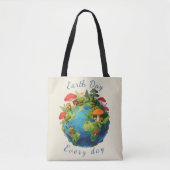 Tote Bag Earth Day Every Day Nature Planet Design (Devant)