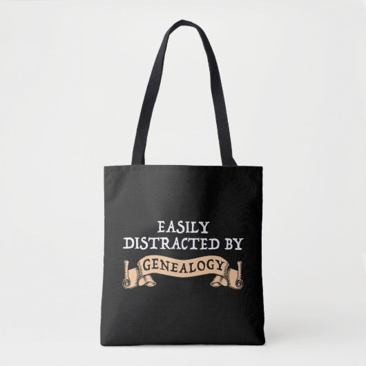 Tote Bag Easily Distracted By Genealogy (Devant)