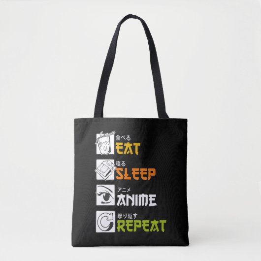 Tote Bag Eat Sleep Anime Repeat Venin Idea Cosplayer (Devant)