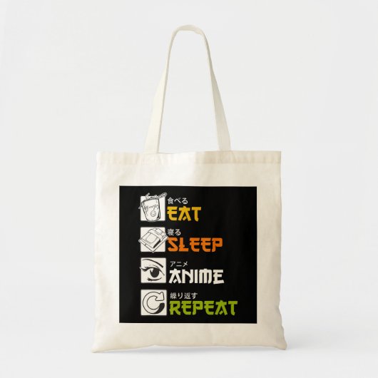 Tote Bag Eat Sleep Anime Repeat Venin Idea Cosplayer (Devant)