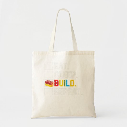 Tote Bag Eat Sleep Build Répéter Master Builder Bricks Bloc (Devant)
