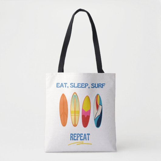 Tote Bag Eat, Sleep, Surf, Repeat - Beach Life (Devant)