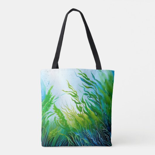 TOTE BAG EAU BLEUE ET VERTE FOND AVEC ALGUES (Dos)