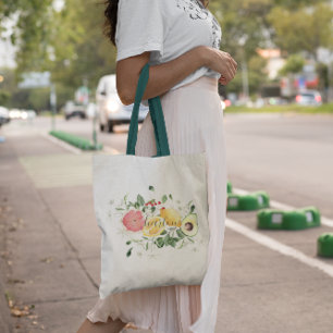 Tote Bag Eau Féminine Aquarelle Fruit de Citron Tropical   