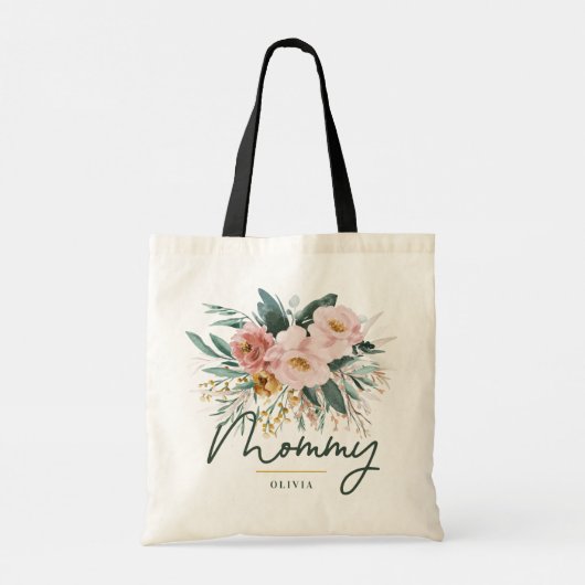 Tote Bag Eau moderne script floral élégant maman (Dos)