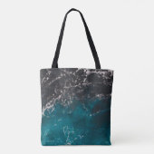 Tote Bag Eau sombre noir bleu mousse ondulée Monogramme (Dos)