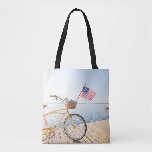 Tote Bag Eau | Vélo au bord du lac (Devant)
