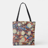 TOTE BAG EAUX ABSTRAITES ROUGES BLEU MARBLÉES, CERCLES BLAN (Dos)
