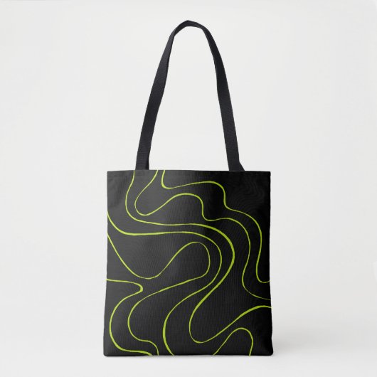 Tote Bag Ebb et flux 2 en Lime vert et noir (Devant)
