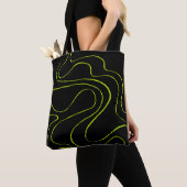 Tote Bag Ebb et flux 2 en Lime vert et noir (De près)