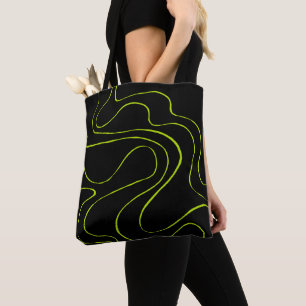 Tote Bag Ebb et flux 2 en Lime vert et noir