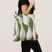 Tote Bag Ebb et flux 4 - Blanc, Sable et Palm Green (De près)