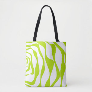 Tote Bag Ebb et flux 4 en Lime vert et blanc