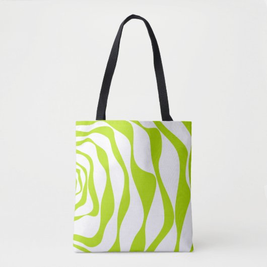 Tote Bag Ebb et flux 4 en Lime vert et blanc (Devant)