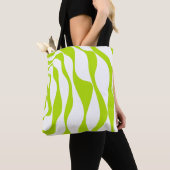 Tote Bag Ebb et flux 4 en Lime vert et blanc (De près)