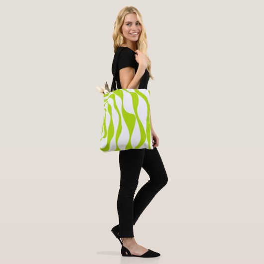 Tote Bag Ebb et flux 4 en Lime vert et blanc (Sur le modèle)