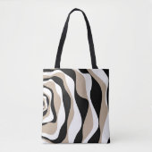 Tote Bag Ebb et flux 4 - Taupe, noir et blanc (Devant)