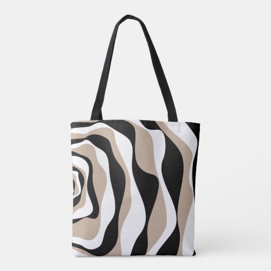Tote Bag Ebb et flux 4 - Taupe, noir et blanc (Dos)