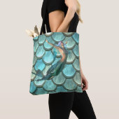 Tote Bag Écailles de queue de sirène sur sirène (De près)