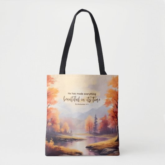 Tote Bag Ecclésiaste 3:11 Verse Bible Automne Aquarelle (Devant)