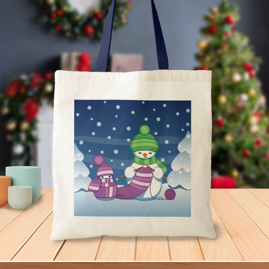Tote Bag Écharpe Tricot Snowman