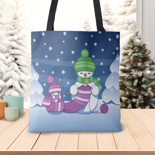 Tote Bag Écharpe Tricot Snowman