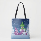 Tote Bag Écharpe Tricot Snowman (Devant)