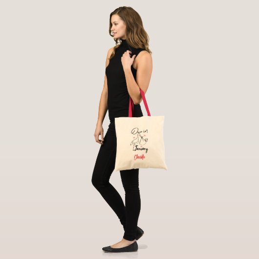Tote Bag Échéance En Janvier Mignonne Swan Portant Un Nouve (Devant (modèle))