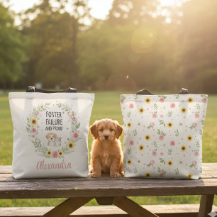 Tote Bag Échec d'adoption et fier chiot floral de kitten