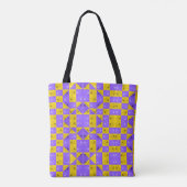 Tote Bag Échecs géométriques modernes violets et dorés Flor (Dos)