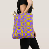 Tote Bag Échecs géométriques modernes violets et dorés Flor (De près)