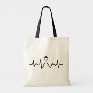 Tote Bag Échecs Lover Heart Beat Pulse Queen Jeu Pièce