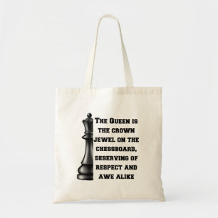 Tote Bag Échecs Queen Black White Power Stratégie de respec