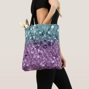 Tote Bag Échelles de sirènes sur la Parties scintillant M