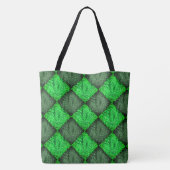 Tote Bag Échiquier vert faux gazon ou feuilles de cocotier. (Dos)