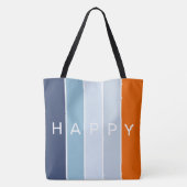 Tote Bag Échouez les rayures modernes bleues et oranges (Dos)