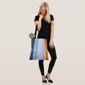 Tote Bag Échouez les rayures modernes bleues et oranges (Sur le modèle)