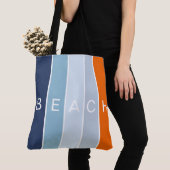 Tote Bag Échouez les rayures modernes bleues et oranges (De près)