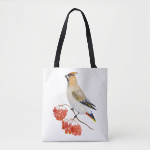 Tote Bag Écirage d'oiseaux de la forêt d'aquarelle