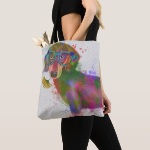 Tote Bag Éclaboussure de teckel et d'arc-en-ciel en verre