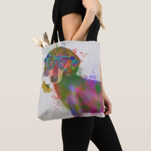 Tote Bag Éclaboussure de teckel et d'arc-en-ciel en verre