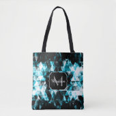 Tote Bag Éclairage bleu brillant des flammes triangles Mono (Devant)