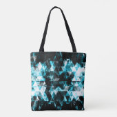 Tote Bag Éclairage bleu brillant des flammes triangles Mono (Dos)