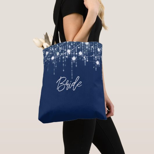 Tote Bag Éclairage bleu et blanc (De près)