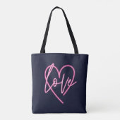 Tote Bag Éclairage d'amour électrique néon rose coeur (Dos)
