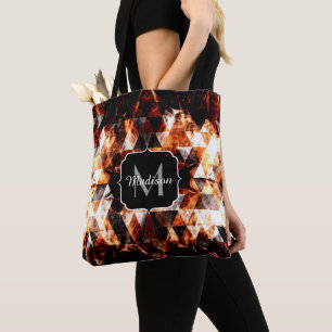 Tote Bag Éclairage orange brillant triangle feu Monogramme