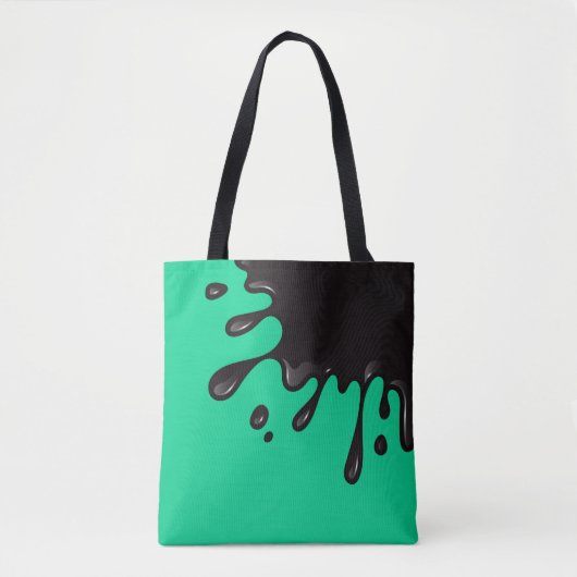 Tote Bag Éclat d'encre noire sur Emerald Green (Devant)