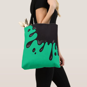 Tote Bag Éclat d'encre noire sur Emerald Green