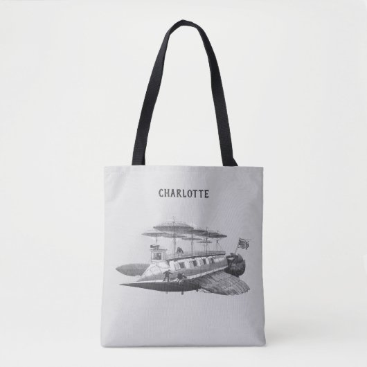 Tote Bag Éclipse de dirigeable de science-fiction Steampunk (Devant)